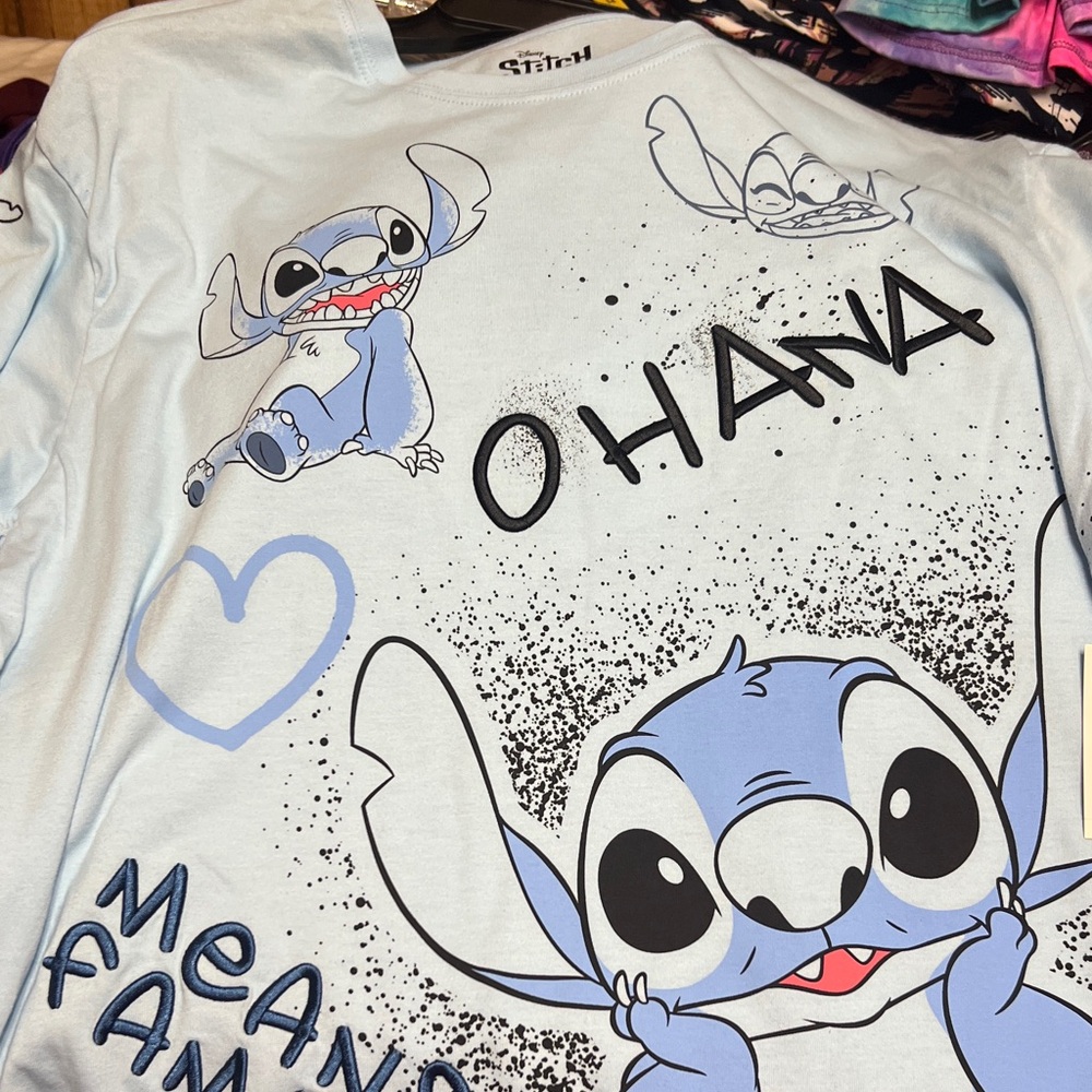 Disney Light Blue Stitch 'Ohana' Graphic Tee